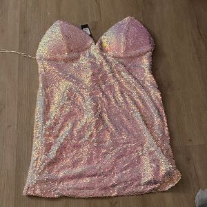 Pink Sequin Mermaid Mini Dress
